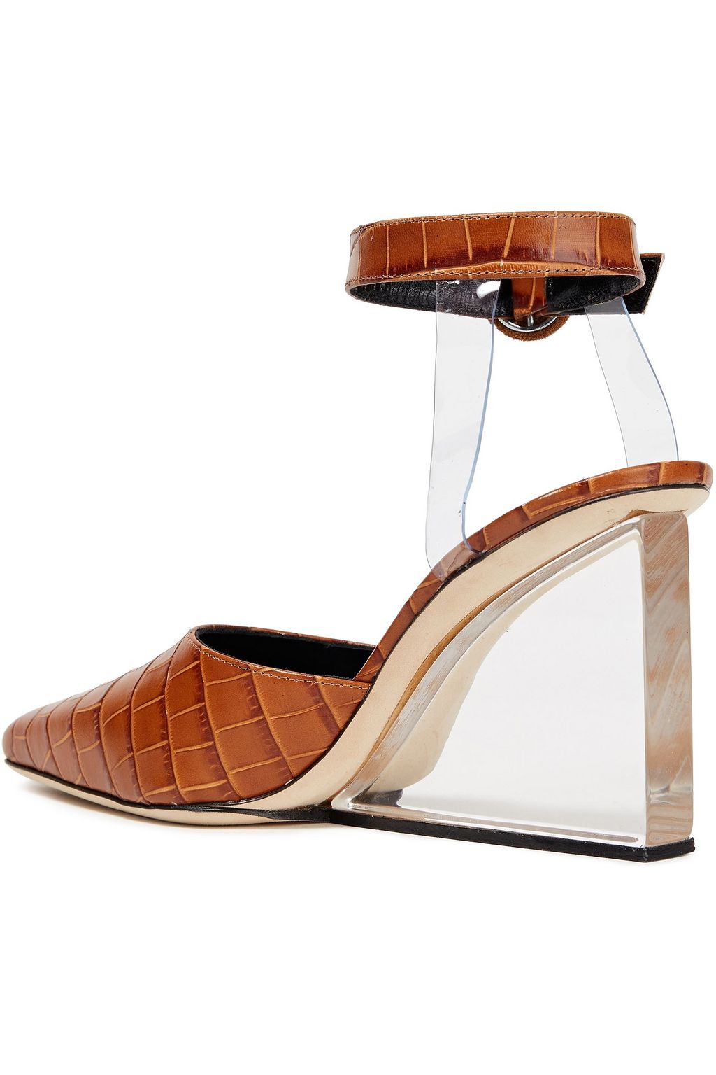 BY FAR Lex croc-effect leather and PVC pumps
