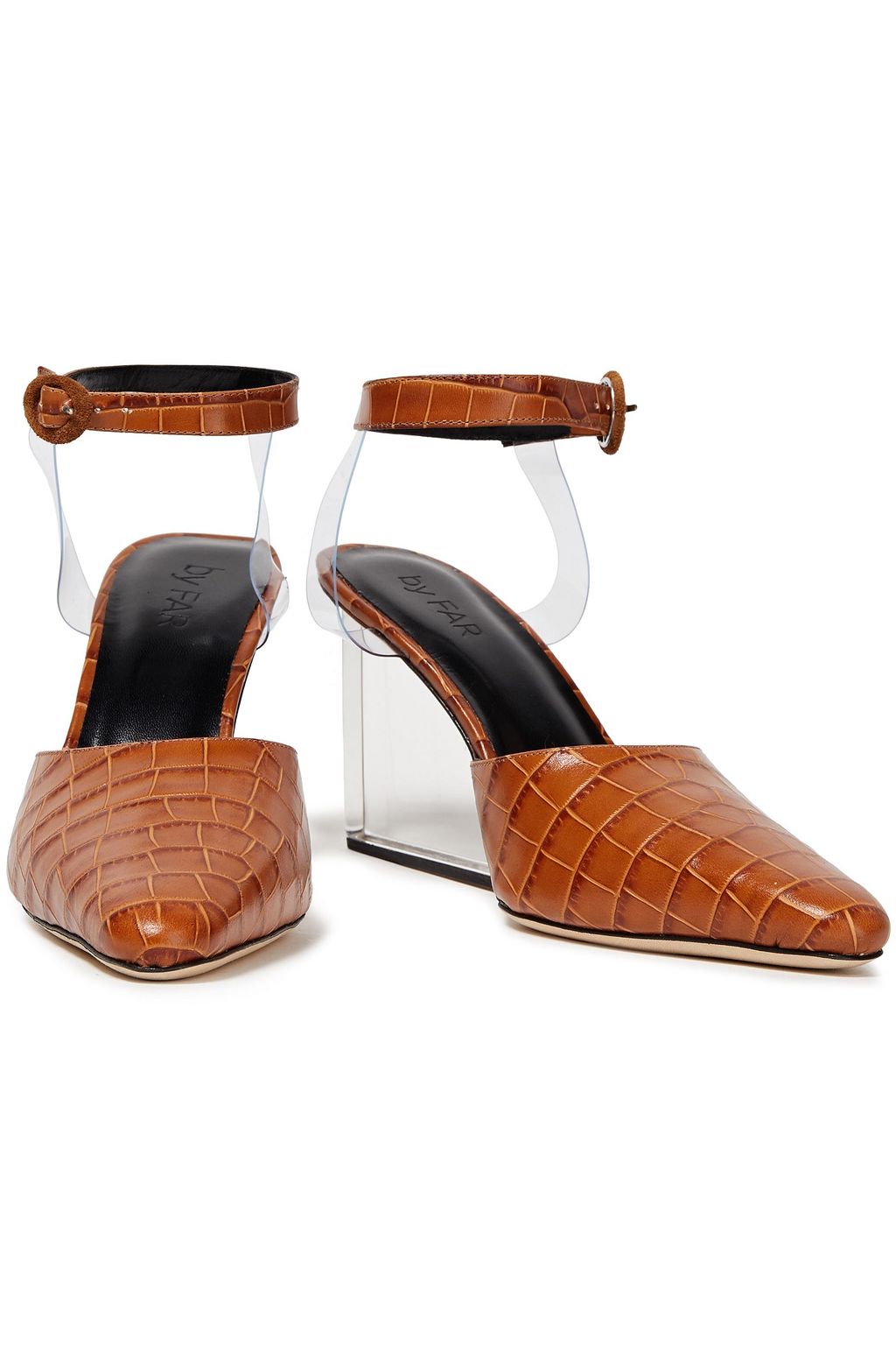 BY FAR Lex croc-effect leather and PVC pumps