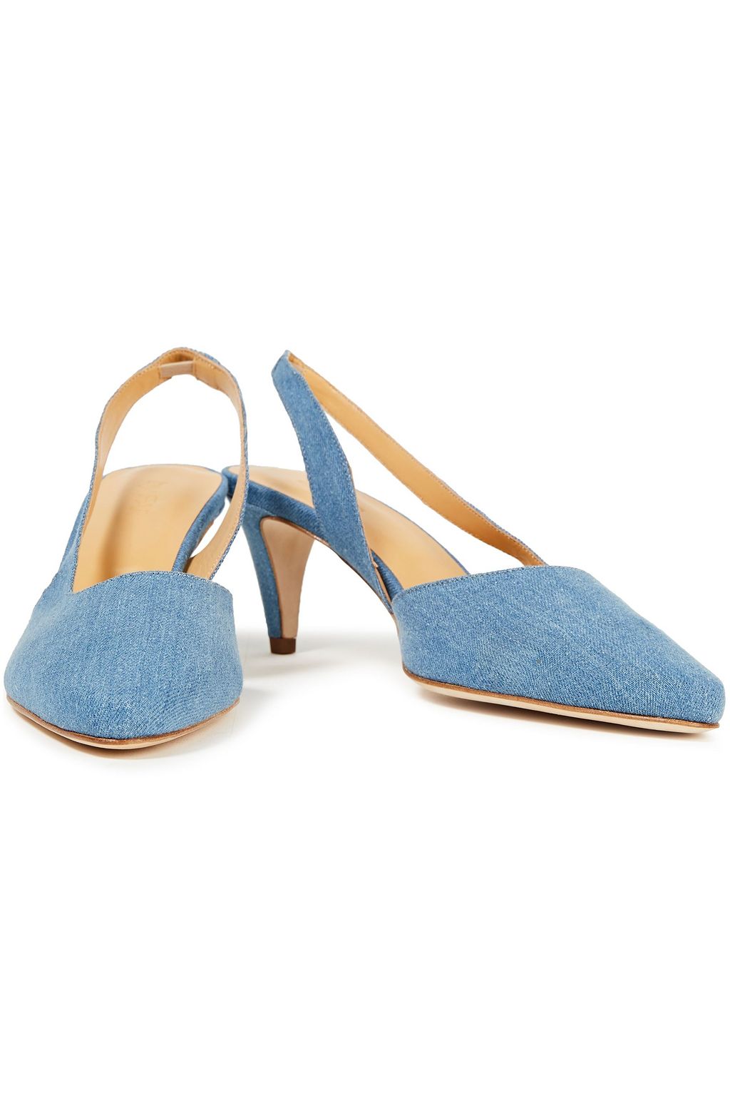 BY FAR Lauren denim slingback pumps