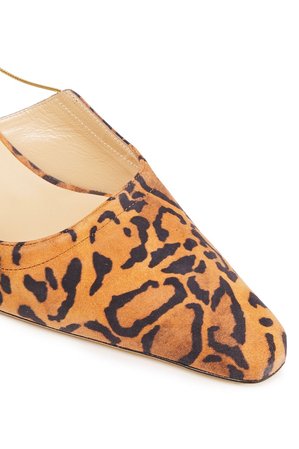 BY FAR Gabriella chain-trimmed leopard-print suede slingback pumps