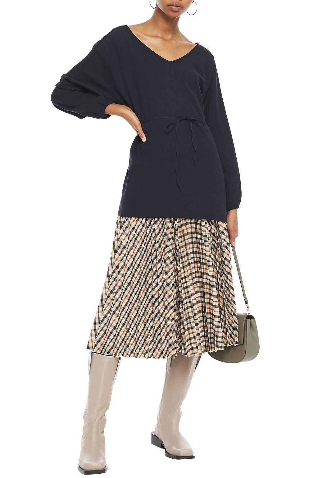 Oversized cotton and wool-blend twill top - Thumbnail 2