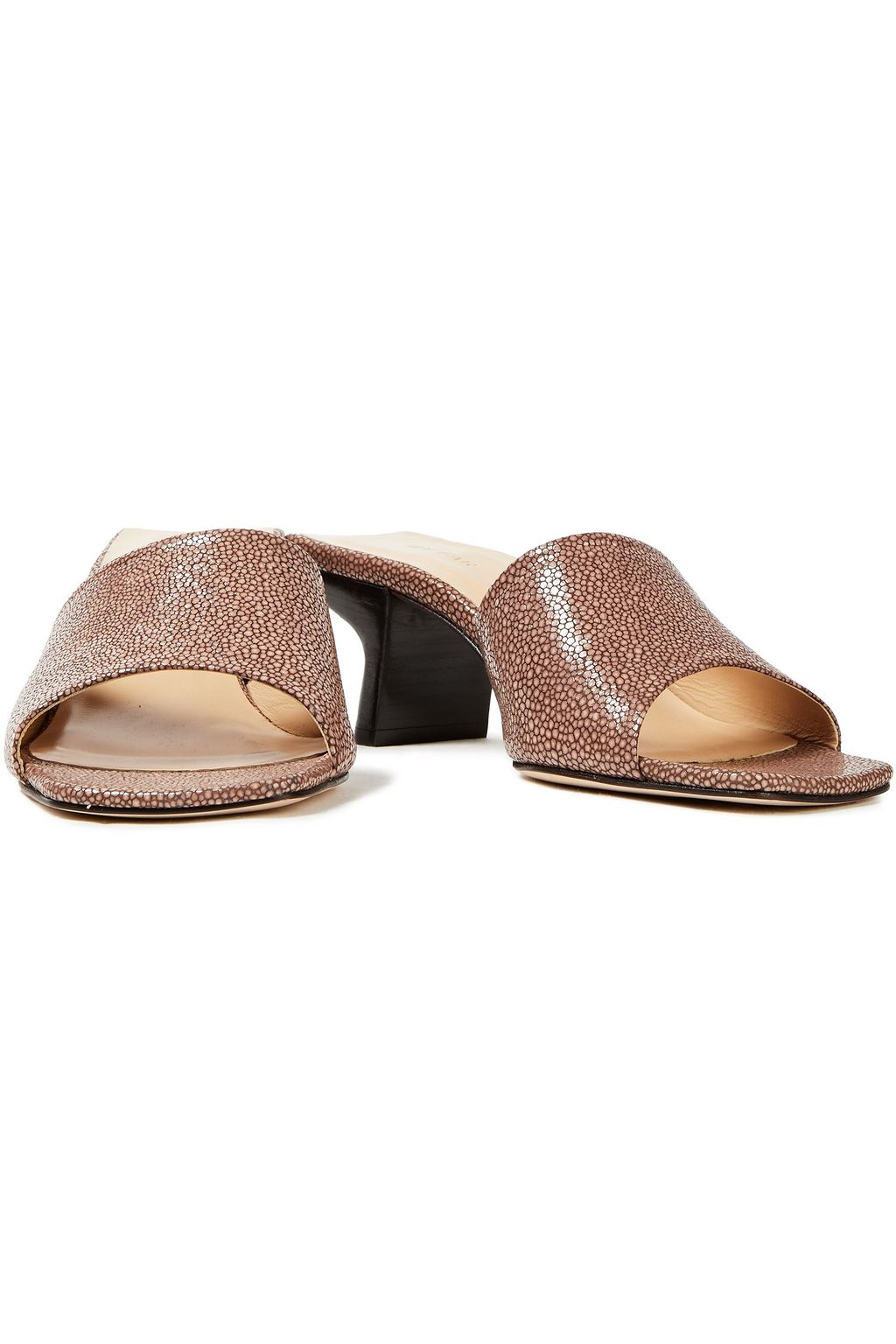 BY FAR Lily stingray-effect leather mules