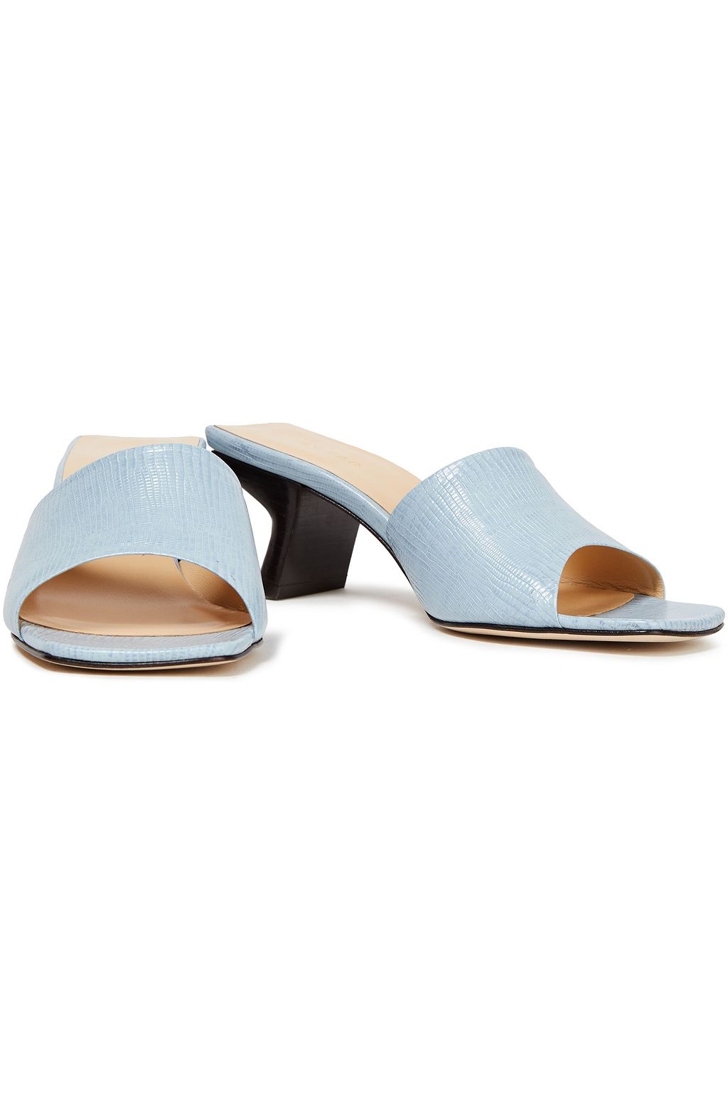BY FAR Lily lizard-effect leather mules