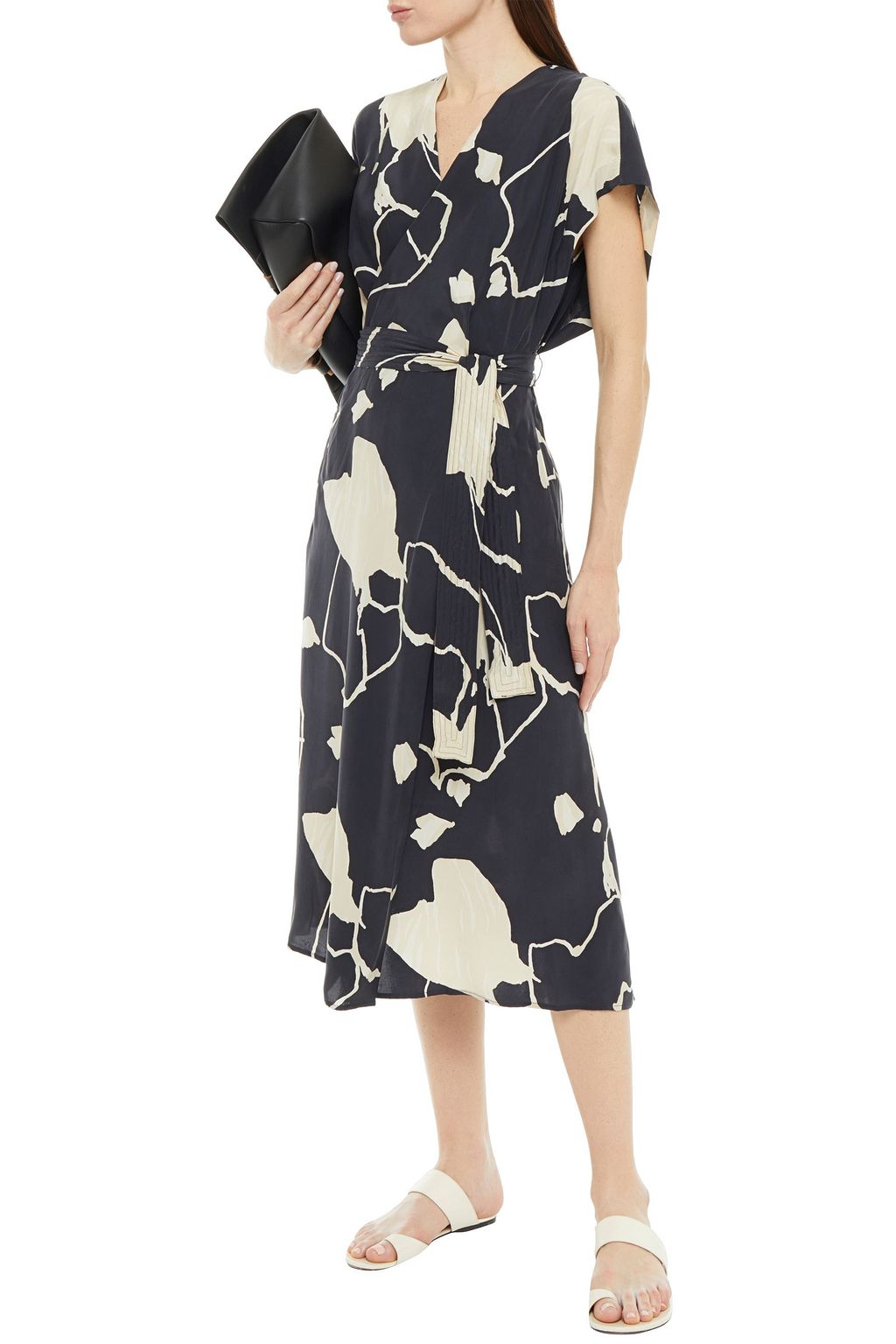 EQUIPMENT Wrap-effect printed silk crepe de chine midi dress
