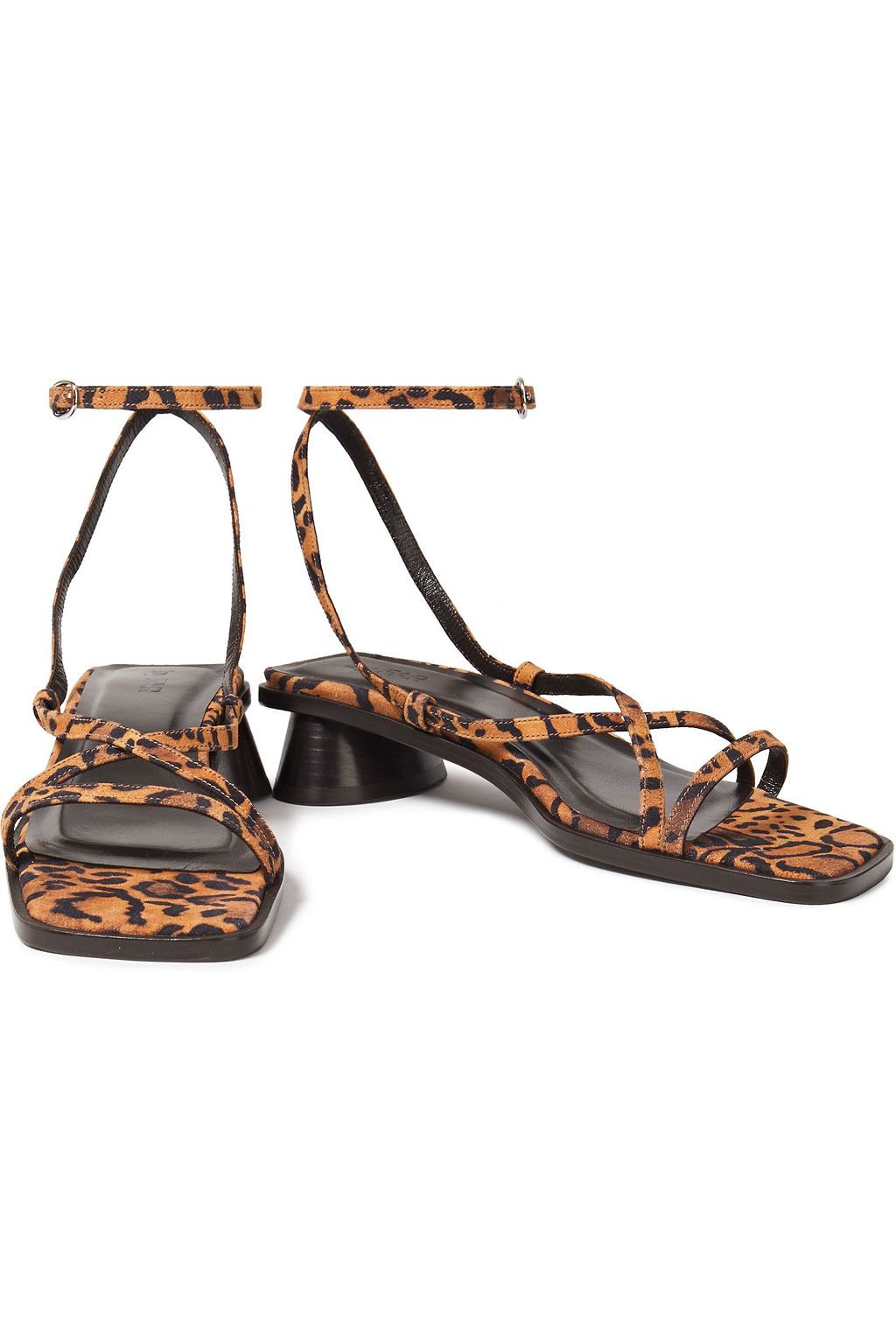 BY FAR Yumi leopard-print suede sandals