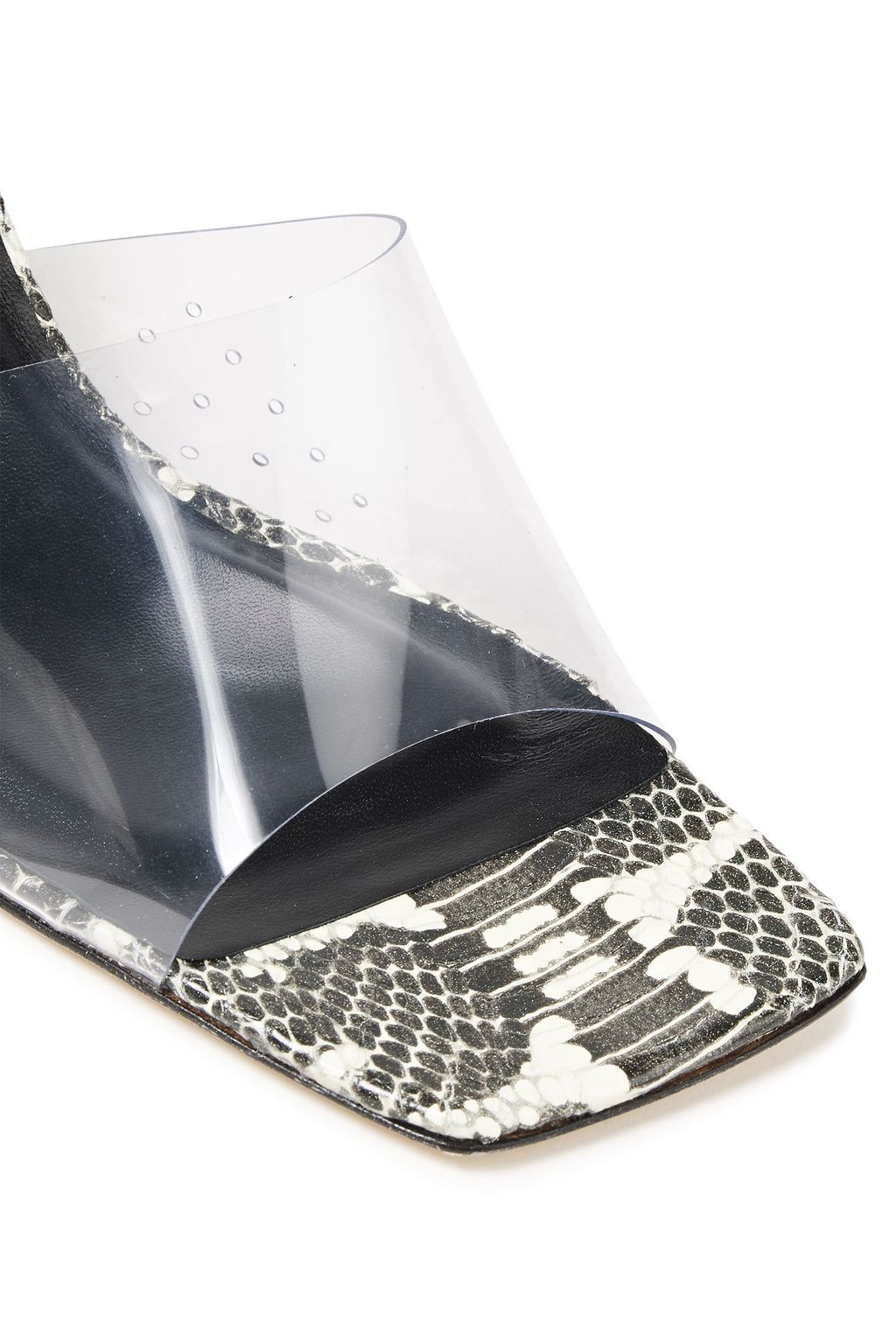 BY FAR Dolly snake-effect leather and PVC mules