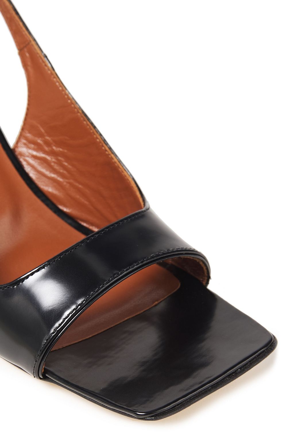 BY FAR Lopez glossed-leather slingback sandals