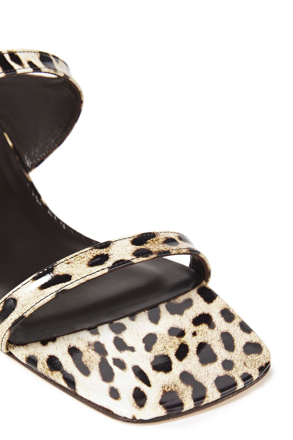 BY FAR Paola leopard-print patent-leather mules