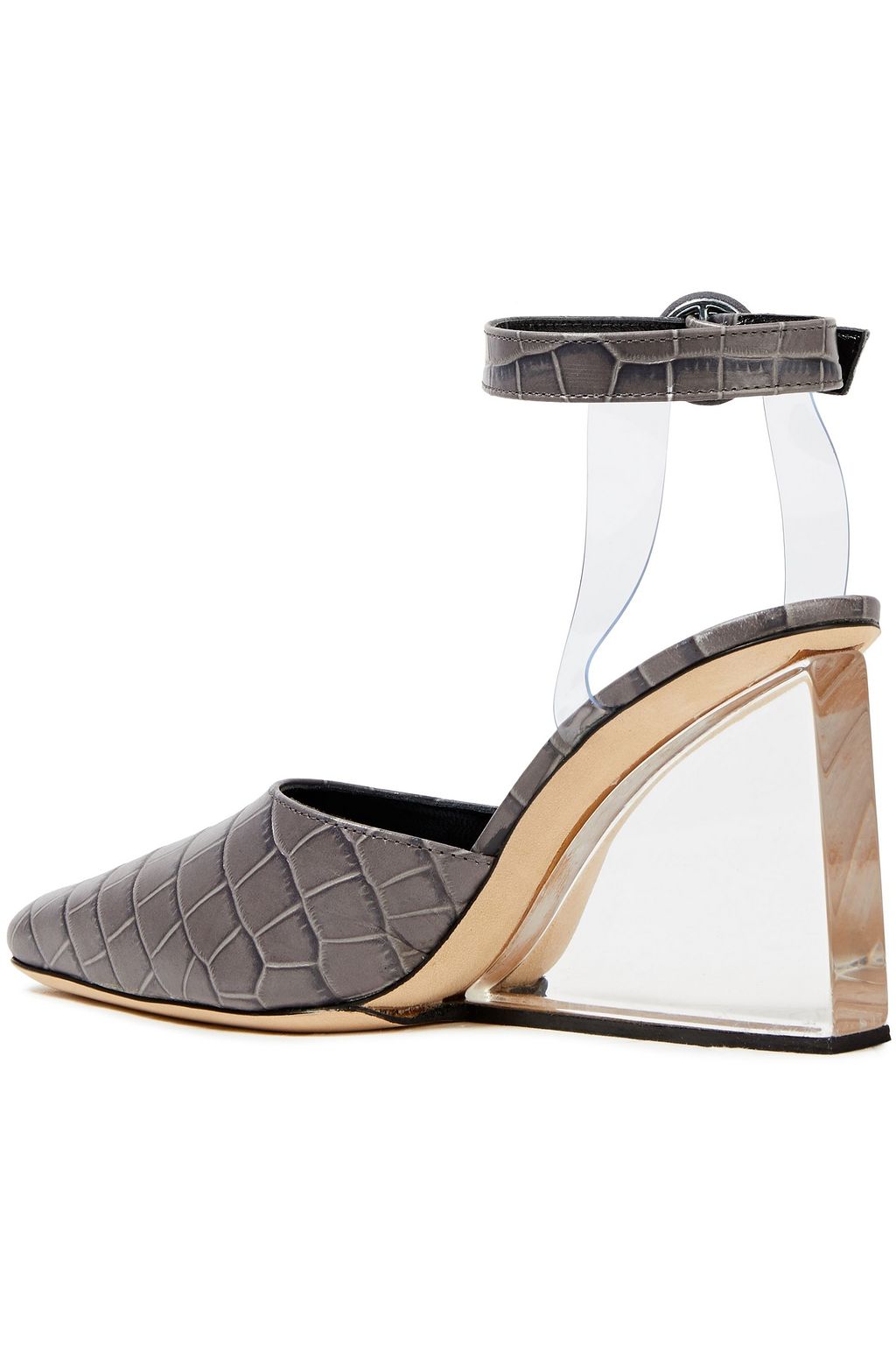BY FAR Lex croc-effect and PVC leather pumps
