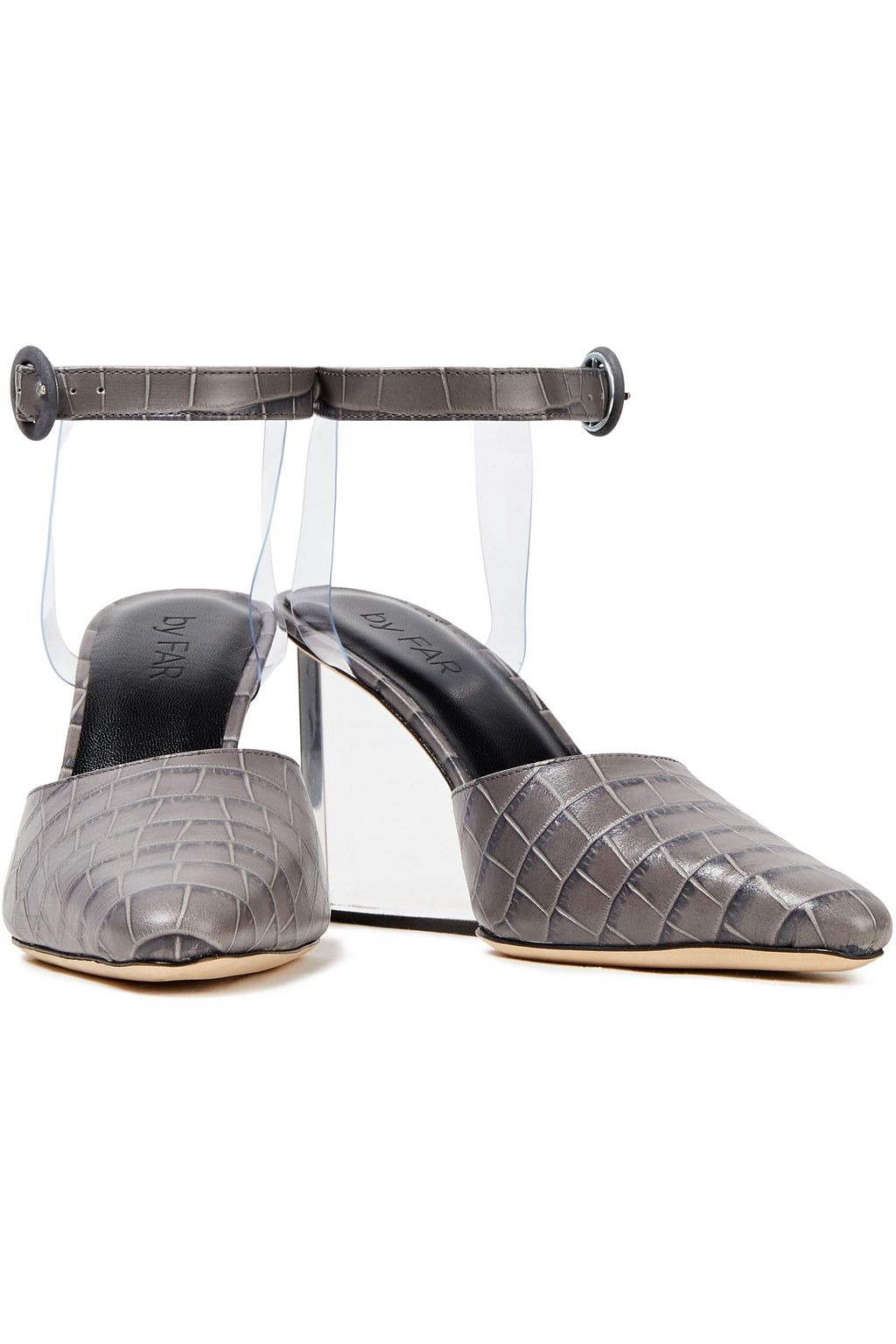 BY FAR Lex croc-effect and PVC leather pumps