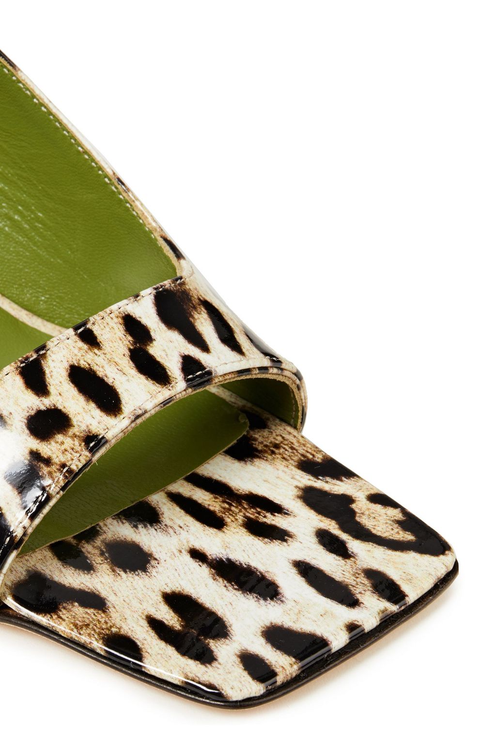 BY FAR Lopez leopard-print glossed-leather slingback sandals