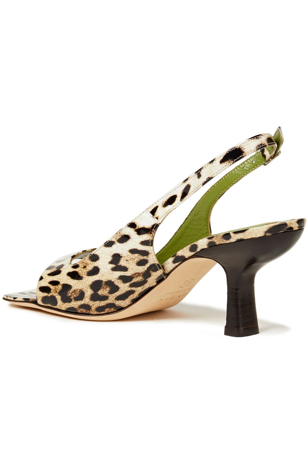 BY FAR Lopez leopard-print glossed-leather slingback sandals