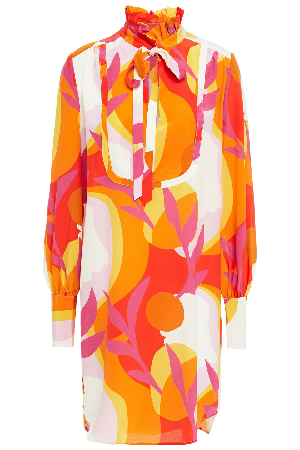 Rebecca Vallance Woman Paradise Pussy-bow Printed Silk Crepe De Chine Mini Dress Orange Size 6