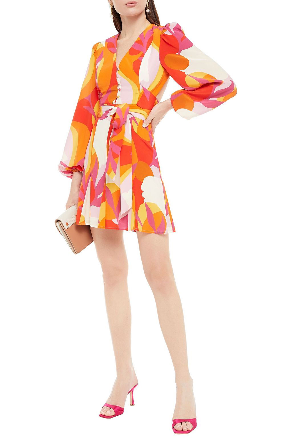 REBECCA VALLANCE Paradise open-back printed silk crepe de chine mini dress