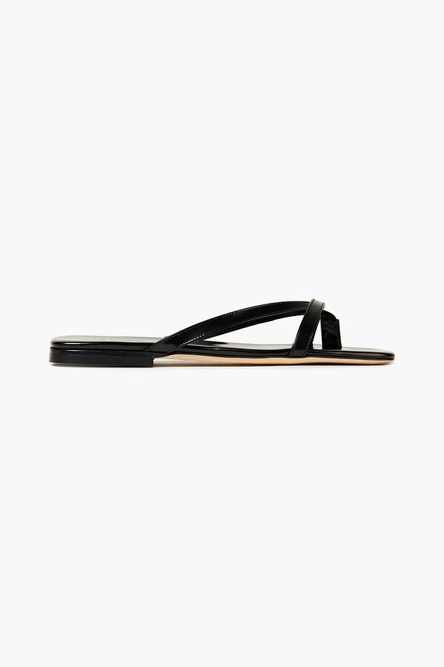 Deni glossed-leather sandals