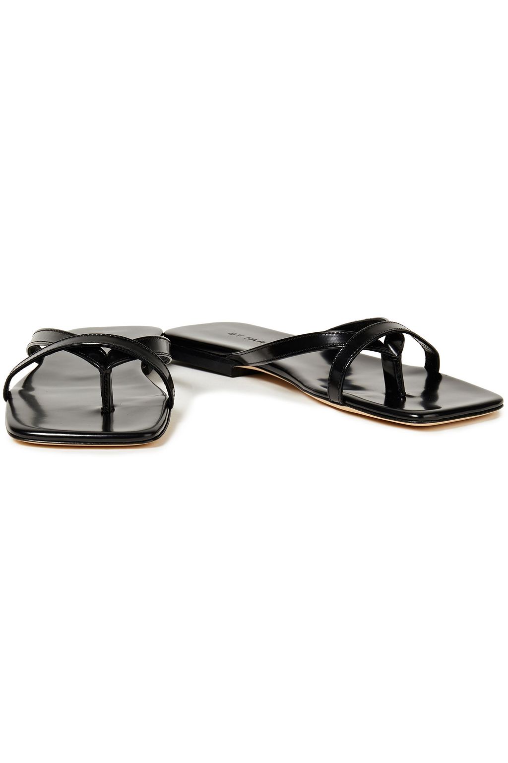 BY FAR Deni glossed-leather sandals
