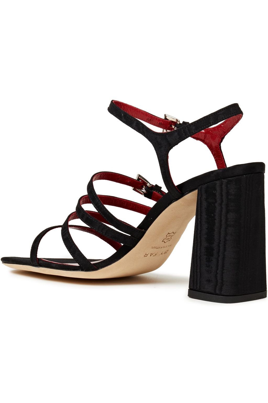 BY FAR Goldie buckled moire sandals