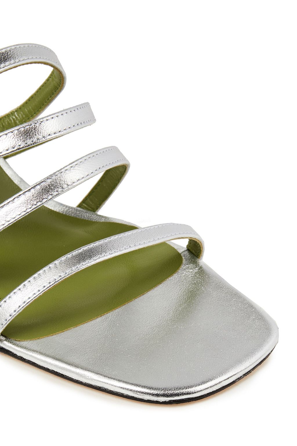 BY FAR Goldie buckled metallic leather sandals