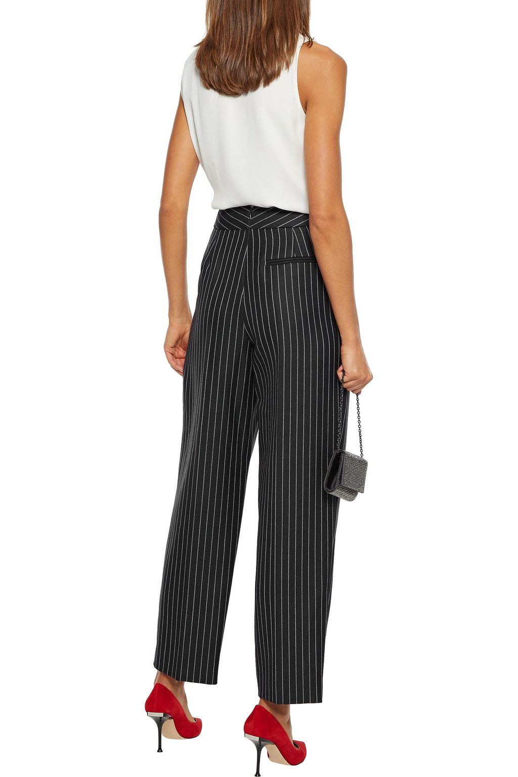 OSCAR DE LA RENTA Pinstriped wool and mohair-blend twill straight-leg pants