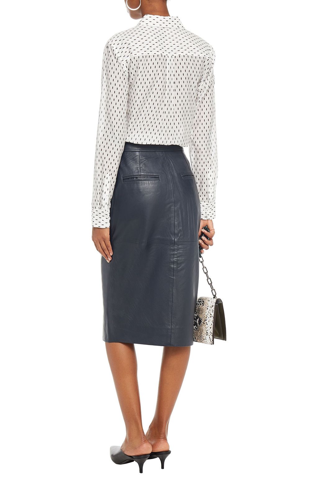 EQUIPMENT Textured-leather pencil skirt