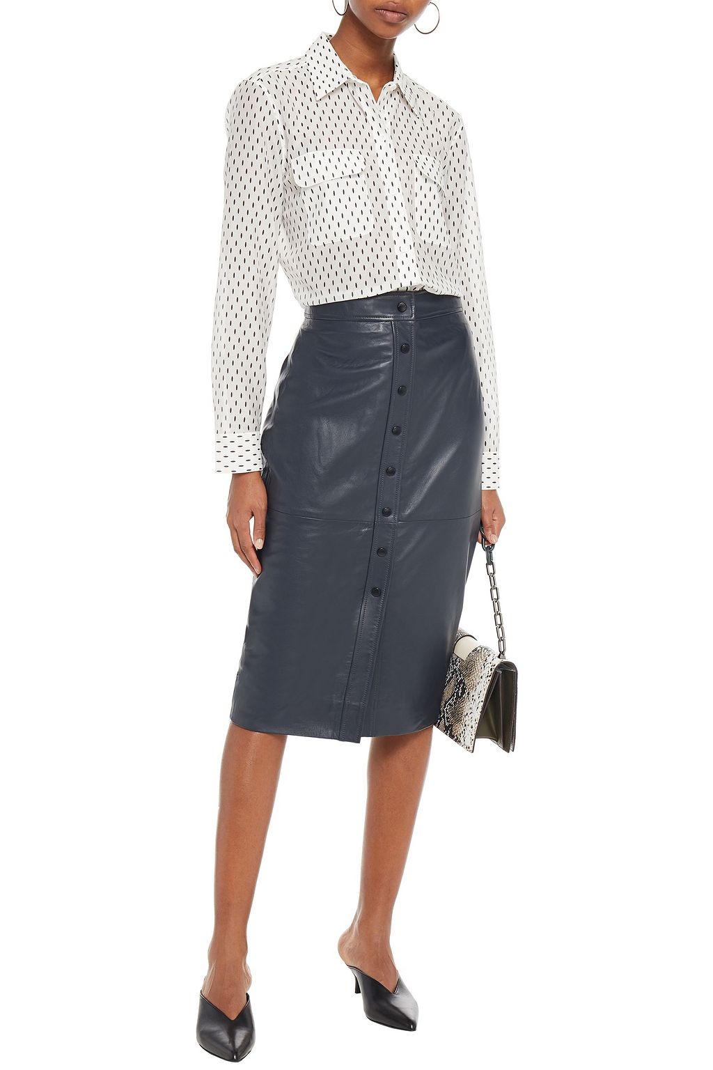 EQUIPMENT Textured-leather pencil skirt