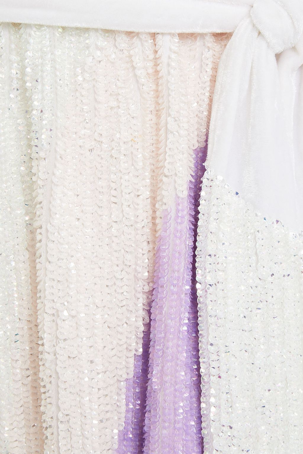 RETROFÊTE Velvet-trimmed printed sequined chiffon mini dress