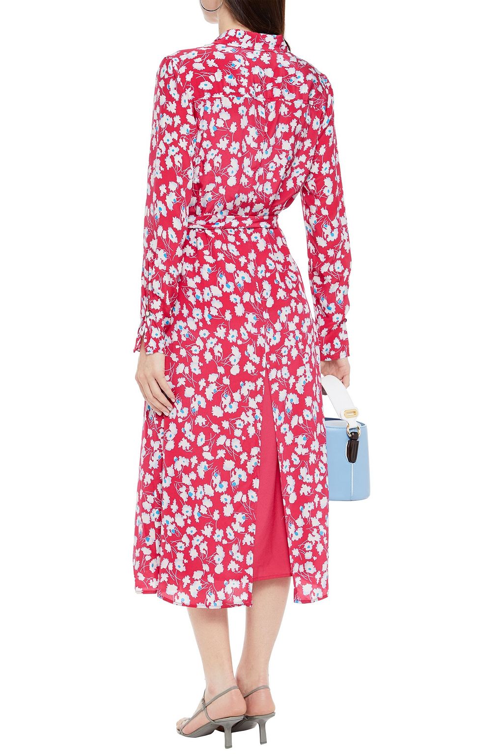 EQUIPMENT Belted floral-print silk crepe de chine midi shirt dress