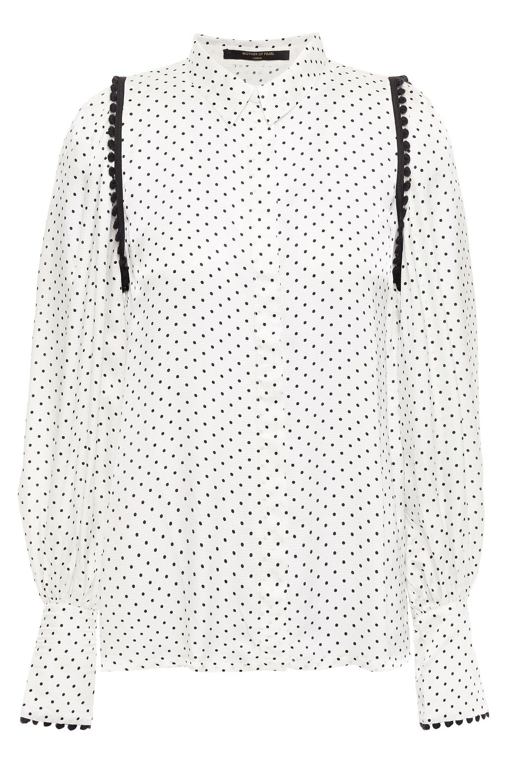 dot jacquard balloon sleeve sweater