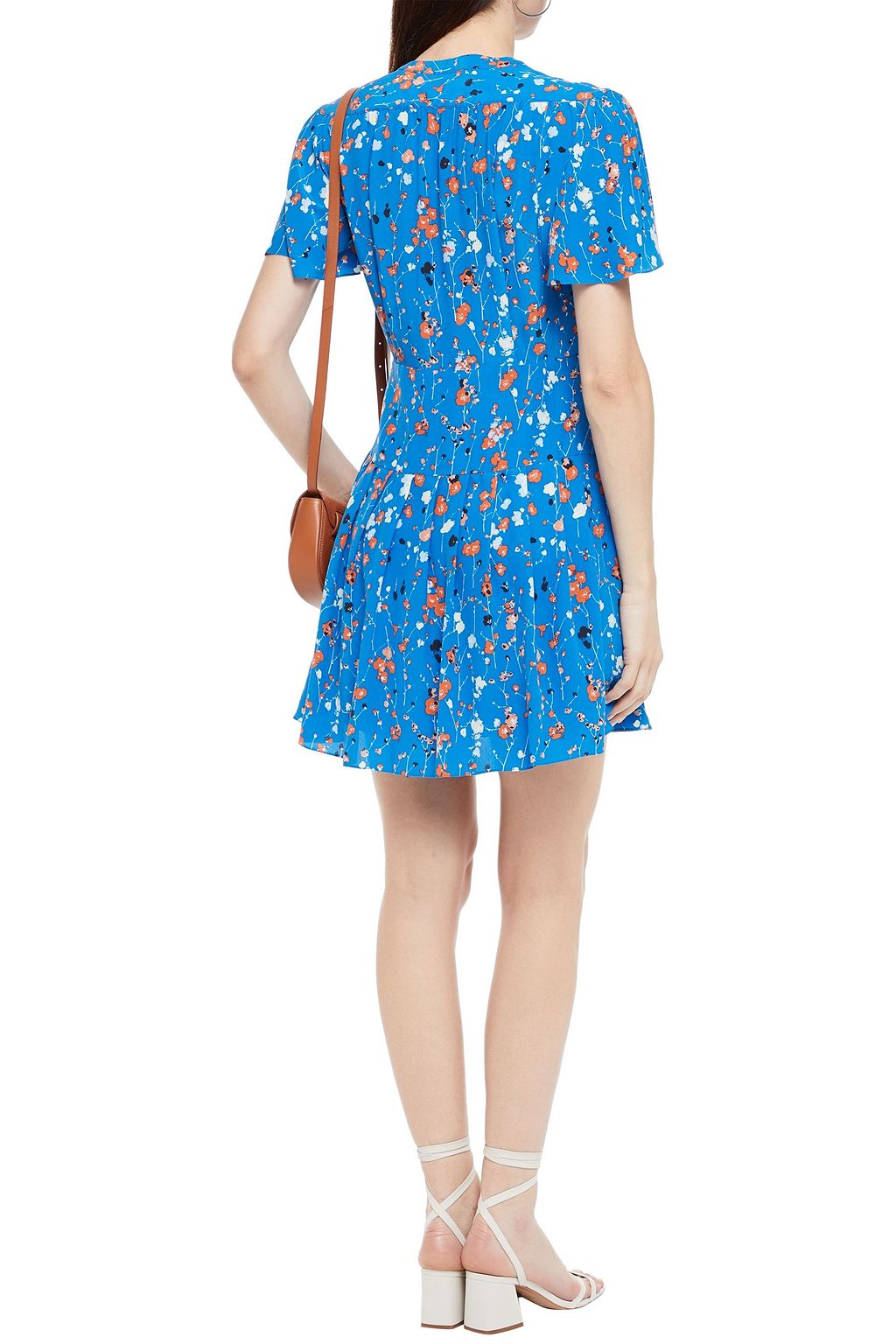 EQUIPMENT Pleated floral-print silk crepe de chine mini dress