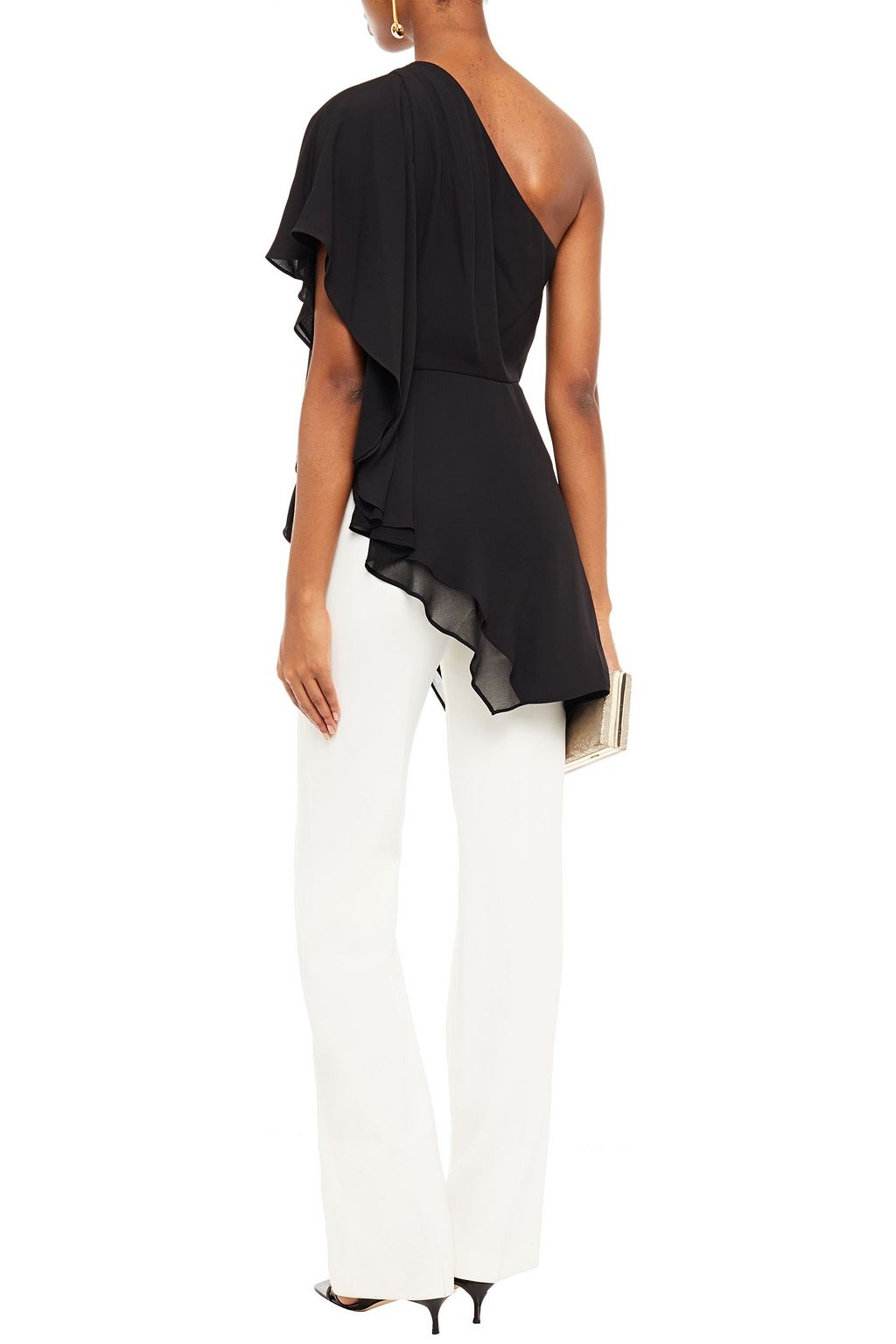 one shoulder chiffon top