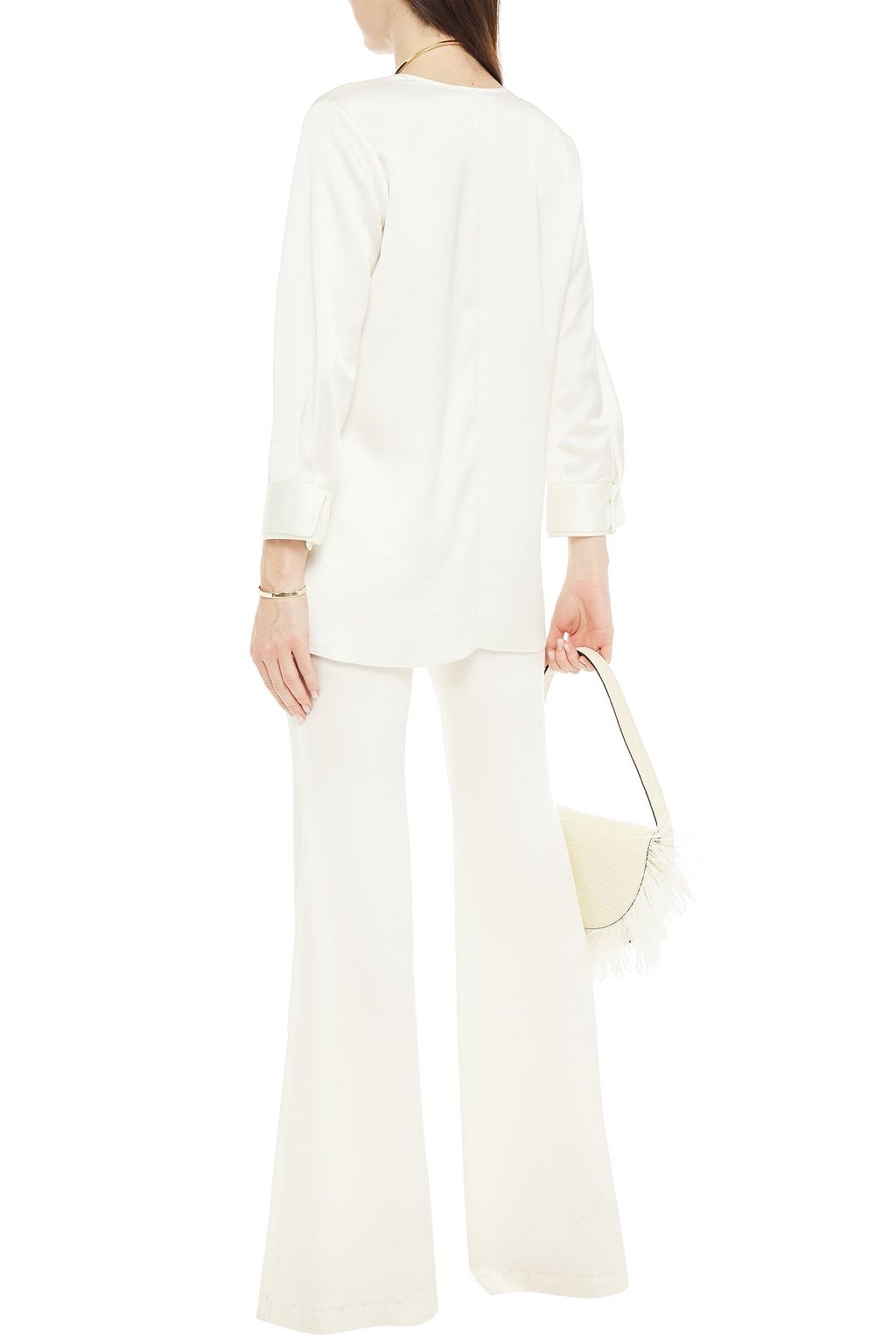 HALSTON Pleated satin top
