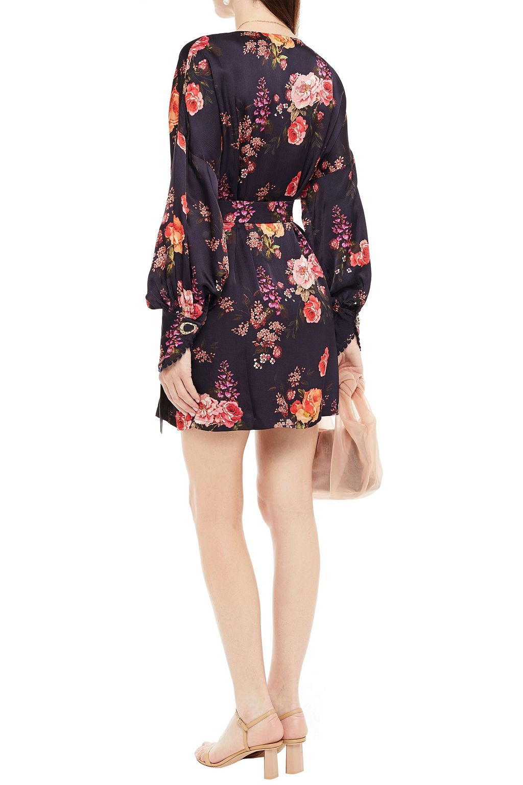 MOTHER OF PEARL Julia floral-print hammered-satin mini wrap dress
