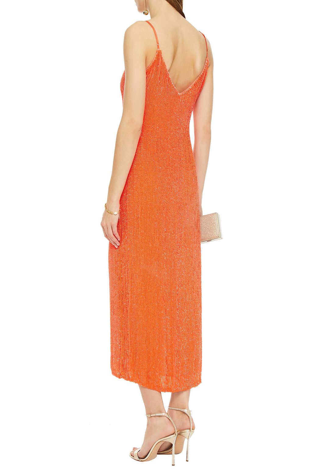 RETROFÊTE Sequined chiffon midi slip dress