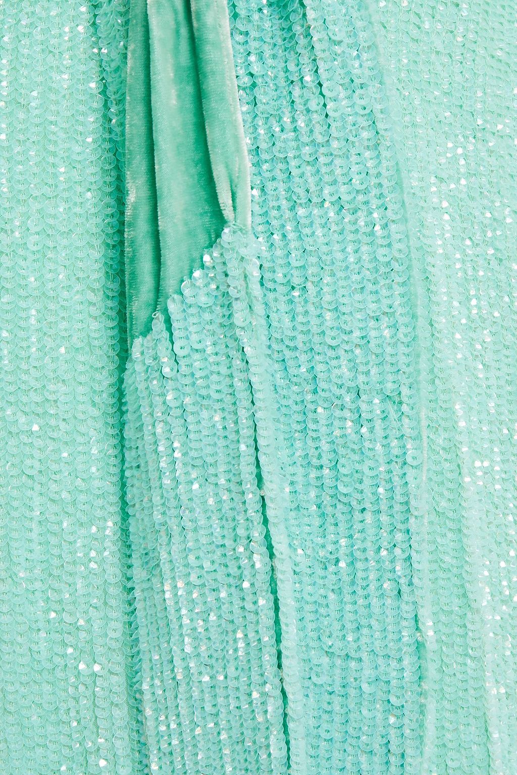 RETROFÊTE Gabrielle velvet-trimmed sequined chiffon mini wrap dress