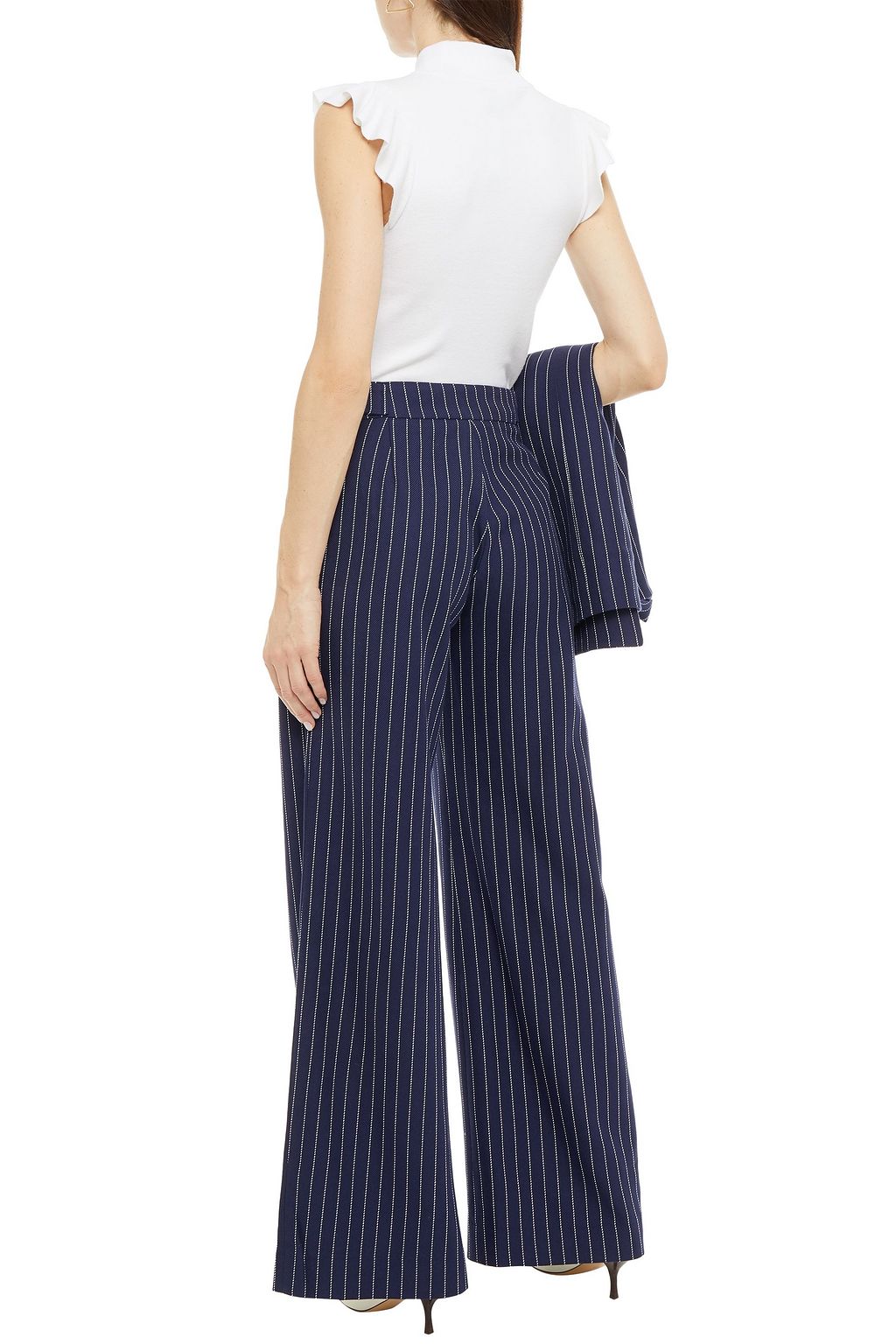 MOTHER OF PEARL Roland pinstriped organic cotton-twill wide-leg pants
