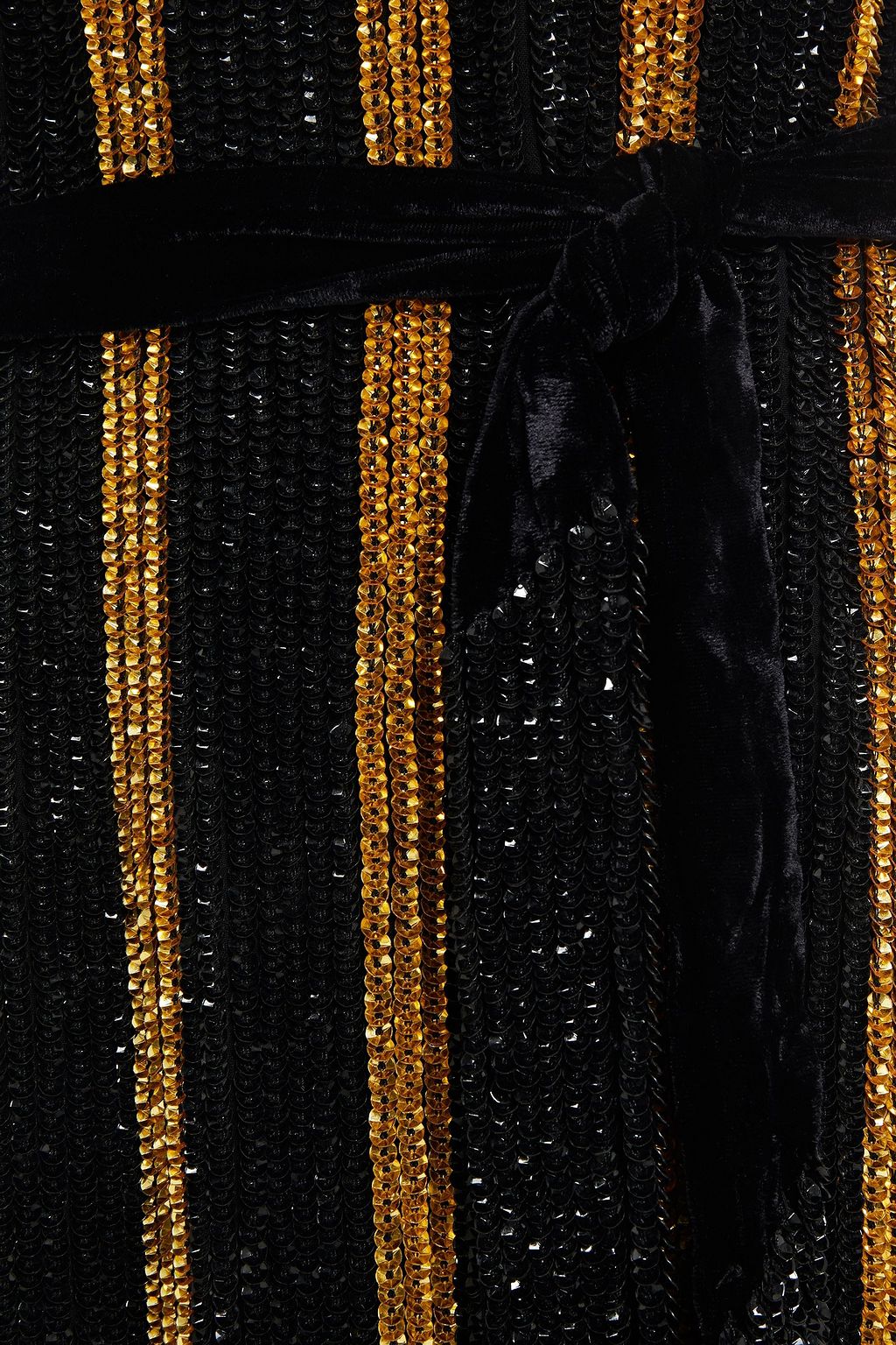 RETROFÊTE Rebecca velvet-trimmed striped sequined chiffon maxi dress
