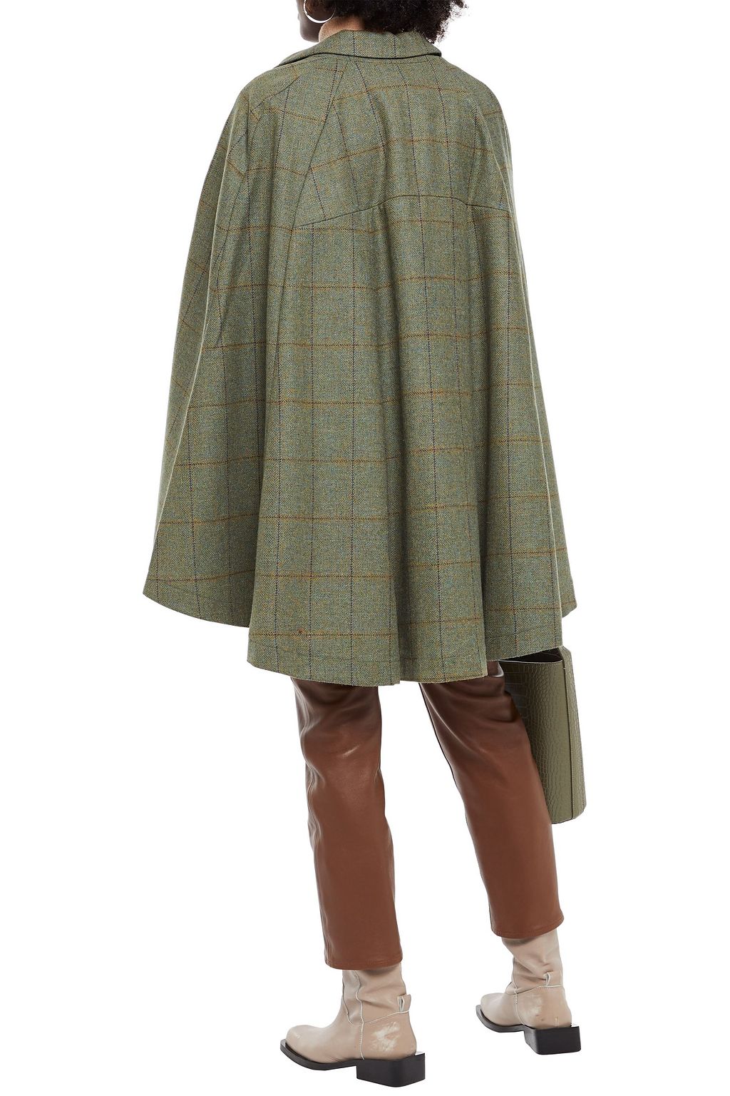 PURDEY Checked wool-tweed cape
