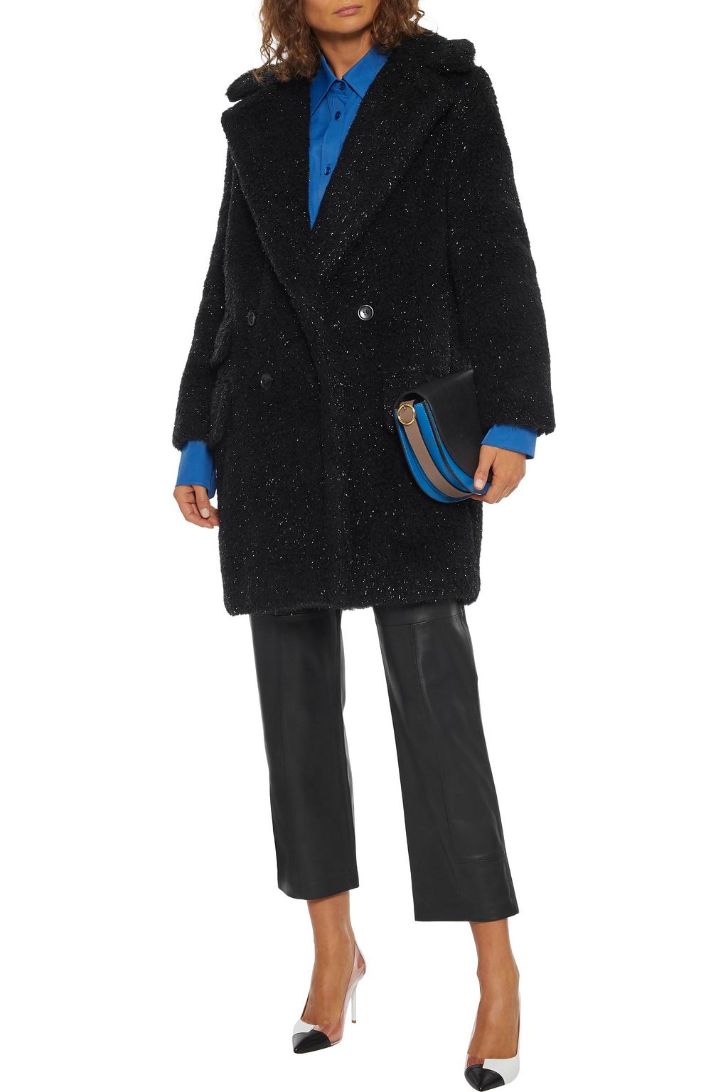 MAX MARA Lastra double-breasted metallic faux fur coat