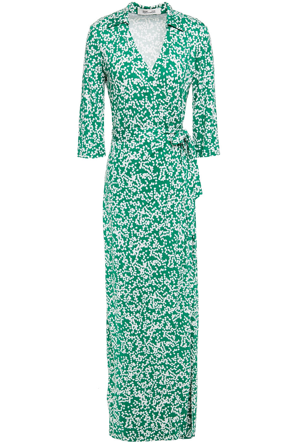Diane Von Furstenberg Woman Abigail Printed Silk-jersey Maxi Wrap Dress Green Size XS