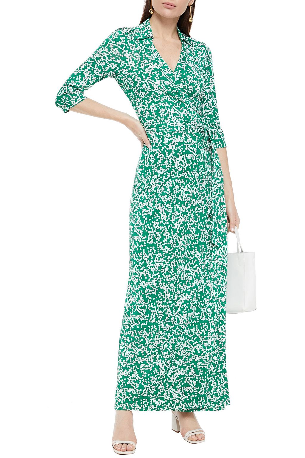 DIANE VON FURSTENBERG Abigail polka-dot silk-jersey maxi wrap dress