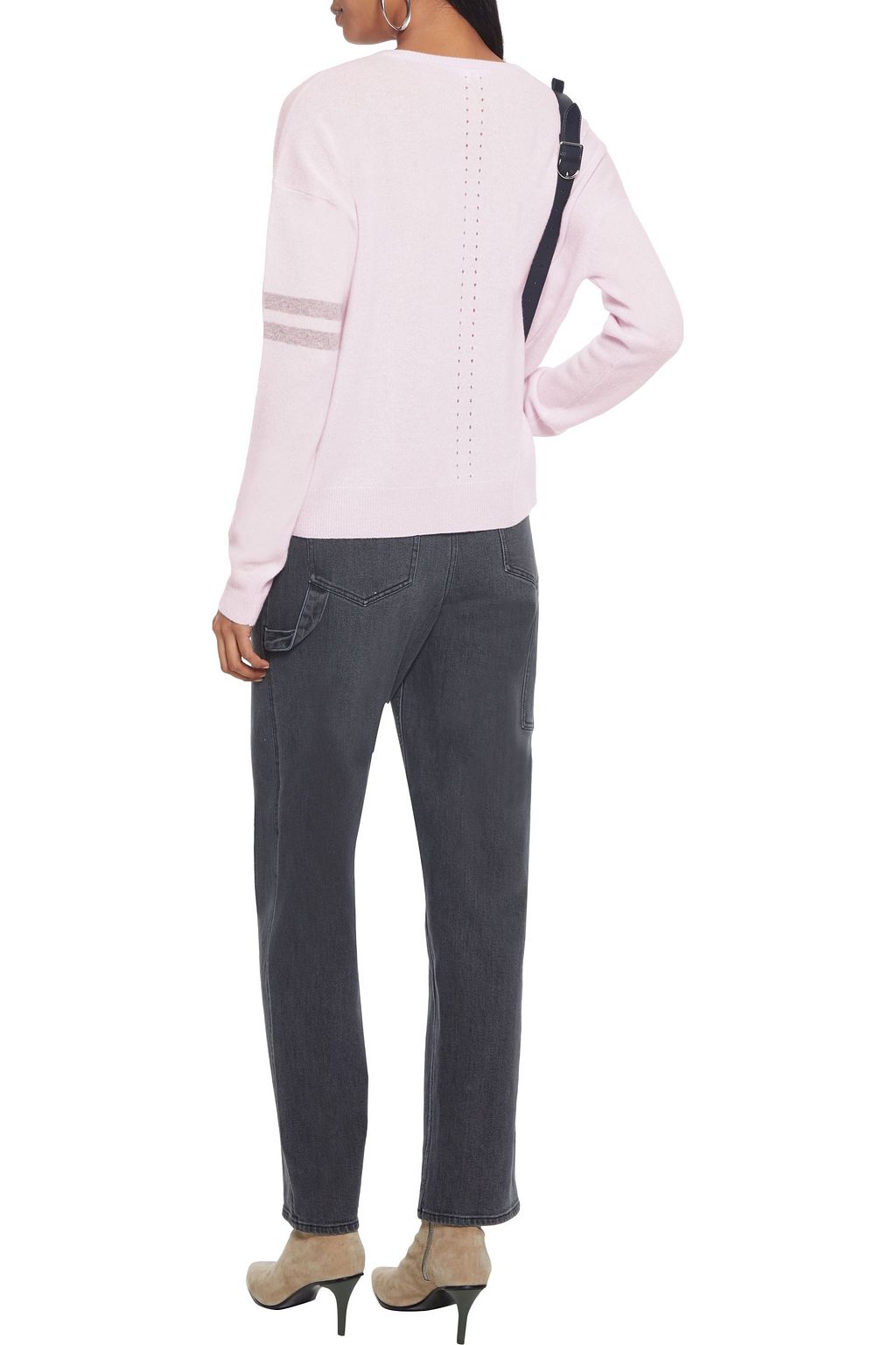 DUFFY Perforated striped cashmere sweater