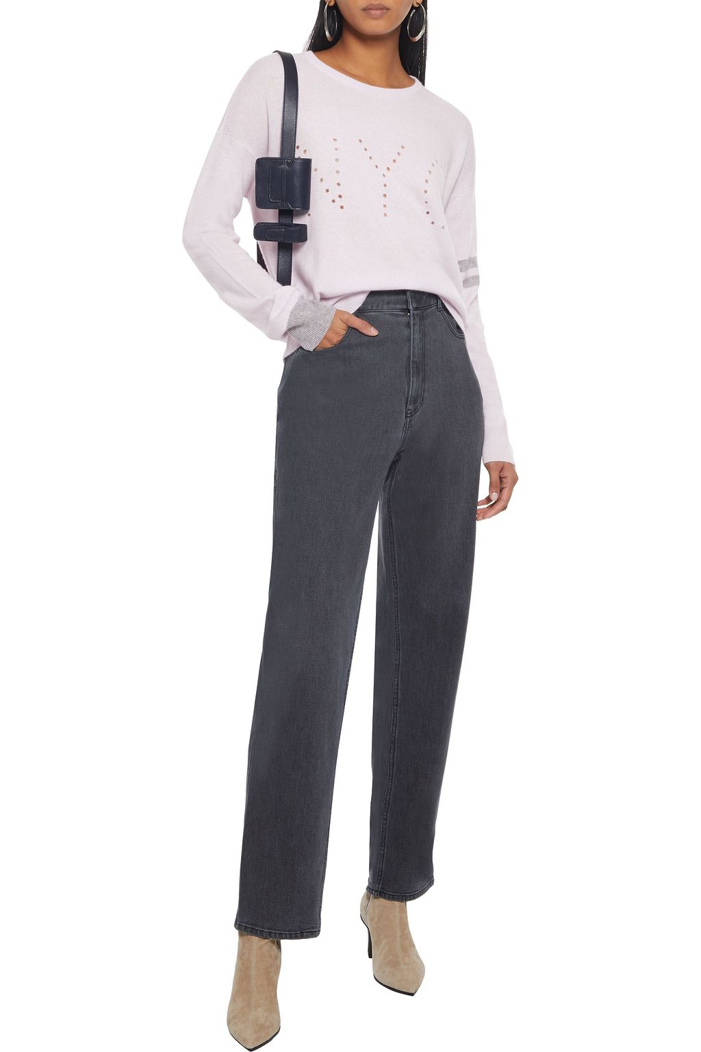DUFFY Perforated striped cashmere sweater