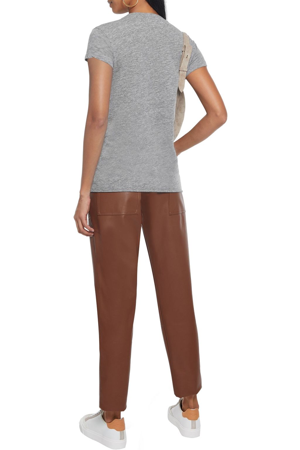 STATESIDE Twist-front mélange slub jersey T-shirt