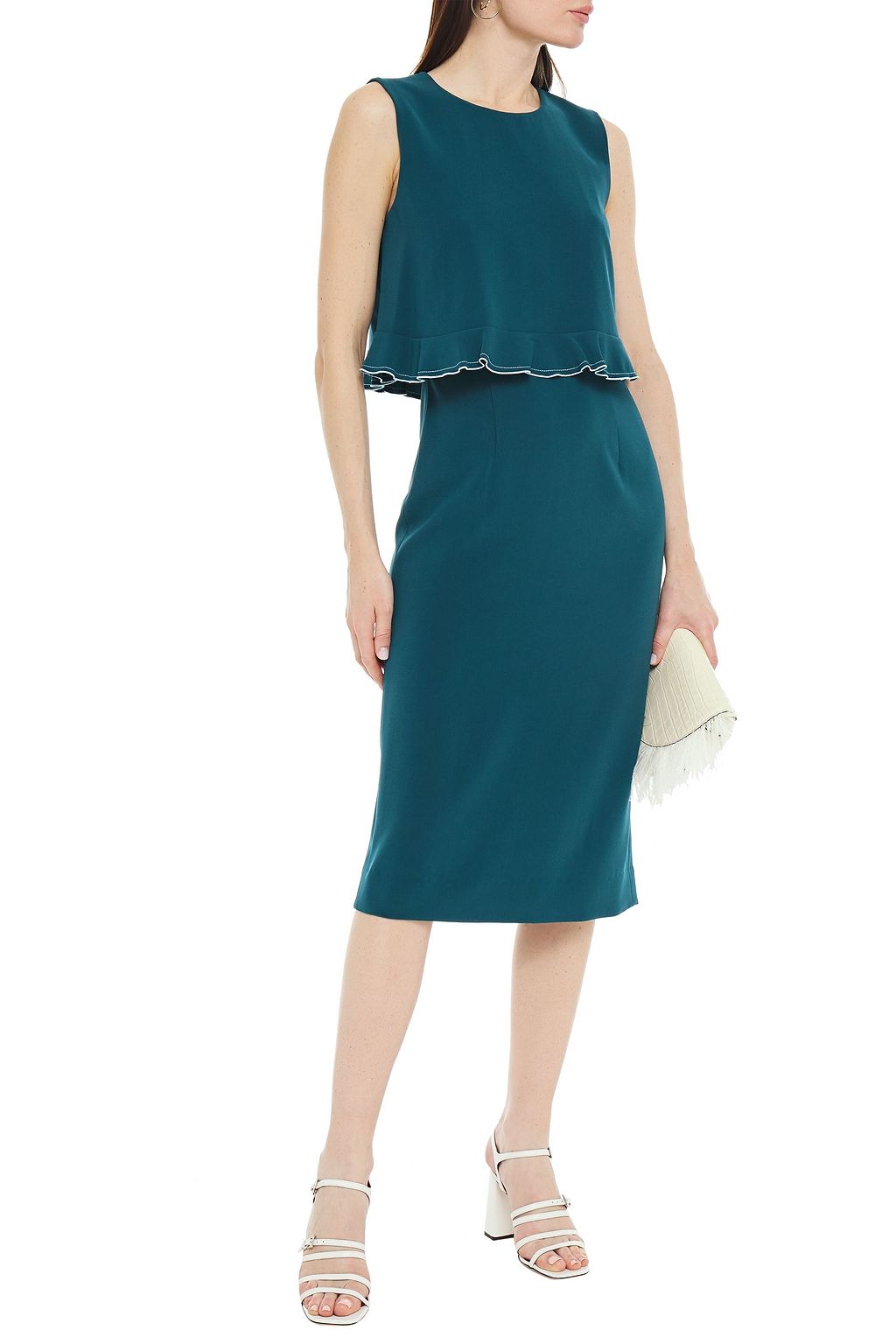 DIANE VON FURSTENBERG Mehrlagiges Kleid aus Crêpe mit Rüschen