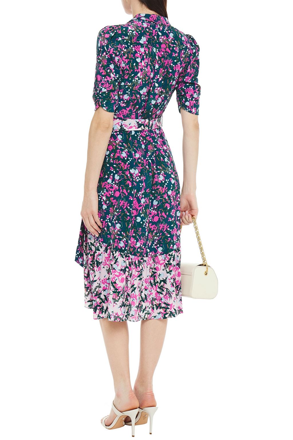 DIANE VON FURSTENBERG Floral-print silk crepe de chine shirt dress
