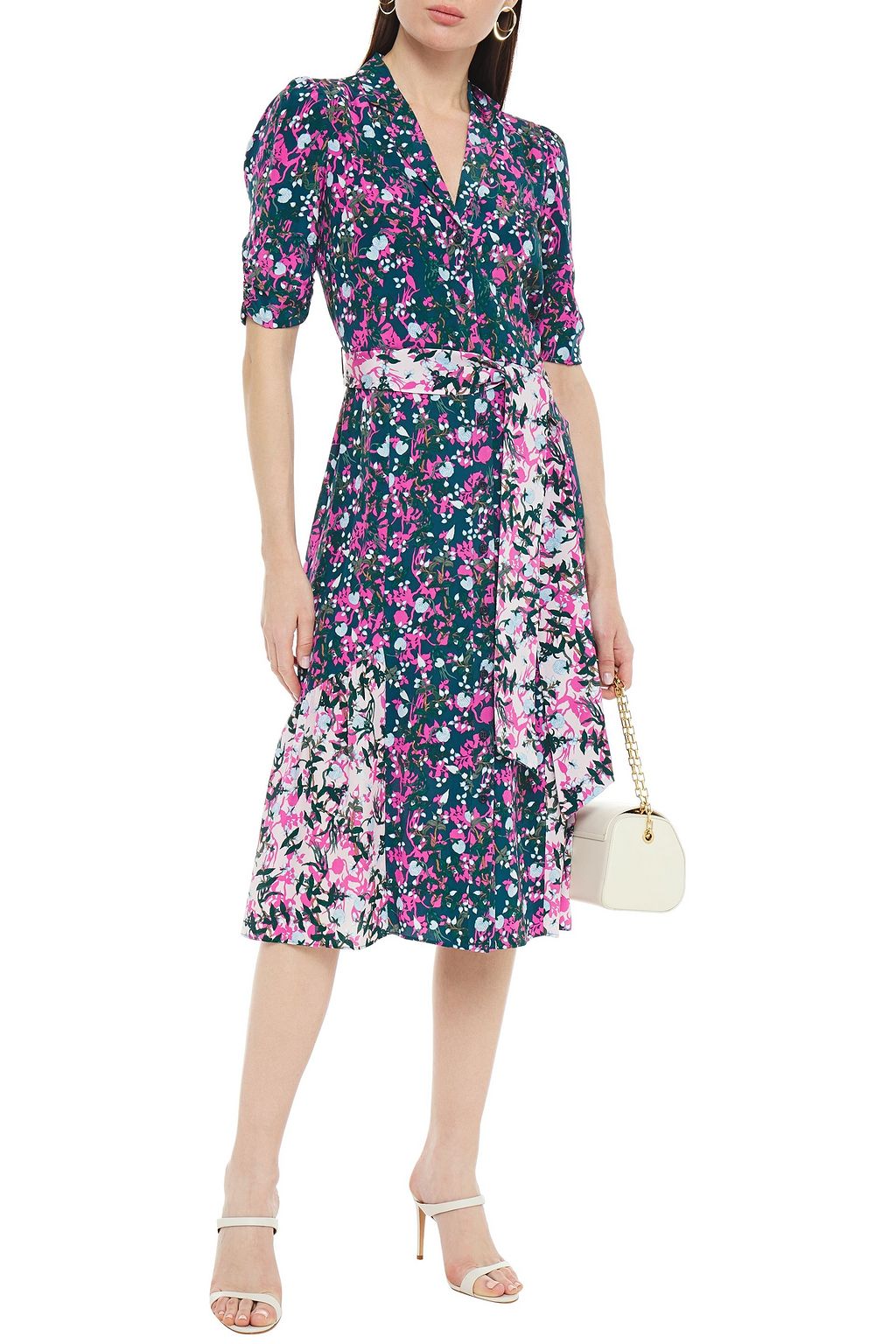 DIANE VON FURSTENBERG Floral-print silk crepe de chine shirt dress