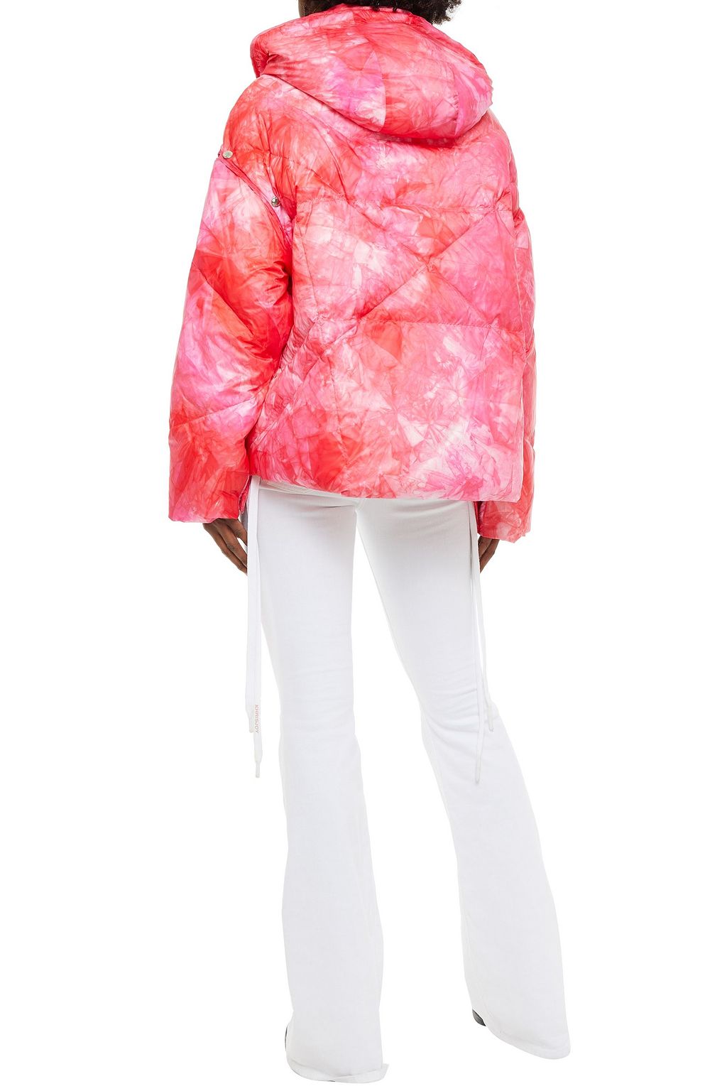 KHRISJOY Convertible quilted tie-dyed shell hooded down jacket