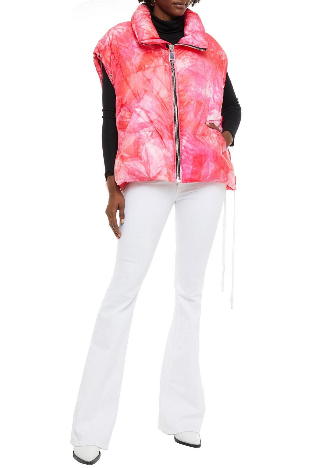 KHRISJOY Convertible quilted tie-dyed shell hooded down jacket
