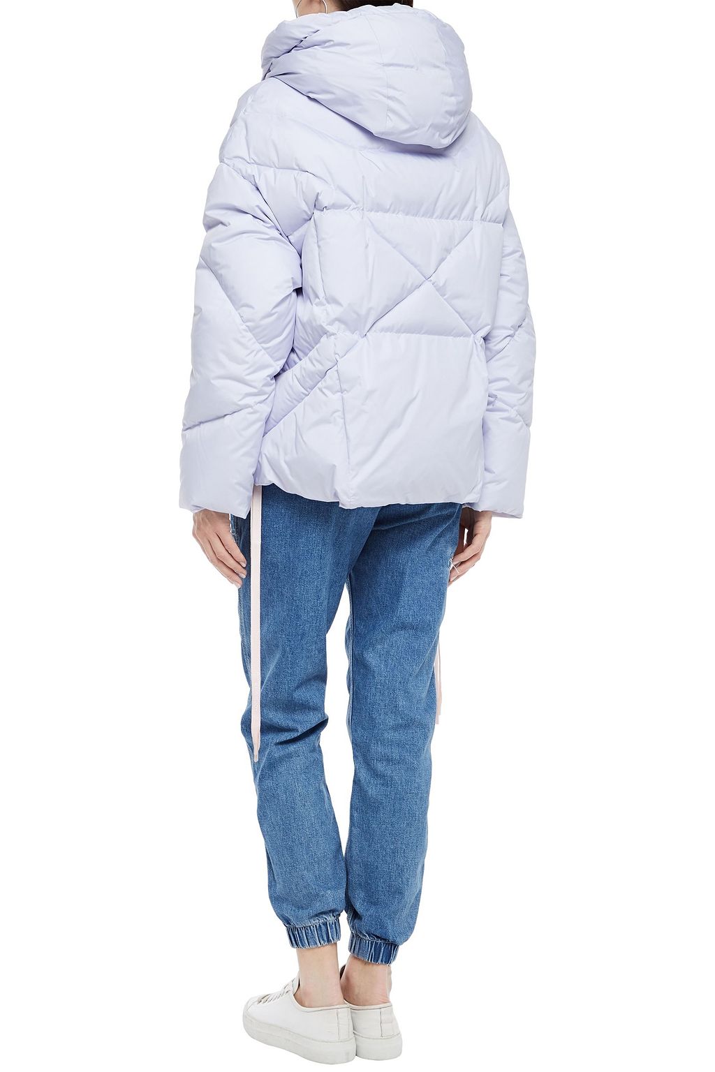 KHRISJOY Quilted shell hooded down jacket