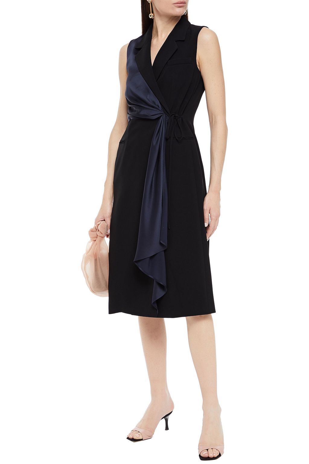 DIANE VON FURSTENBERG Satin-trimmed draped crepe wrap dress